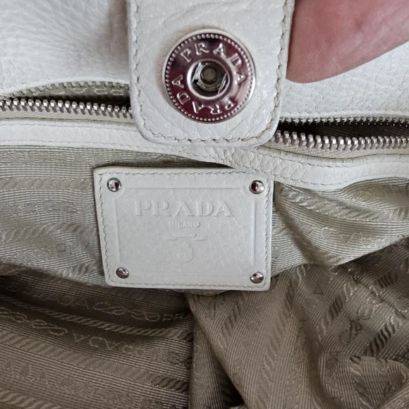 Prada Cream Pebbled Leather Hobo Bag - Picture 13 of 16